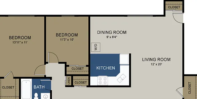 2 Bedroom / 1 Bath Floor Plan 2 Bedroom / 1 Bath Floor Plan