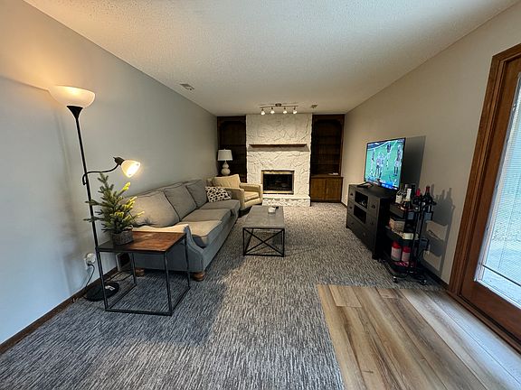 Living room with fireplace.