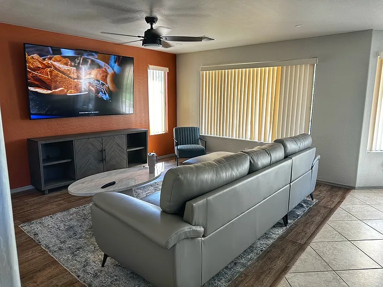 Living Area has a 85" Smart TV with New Furniture