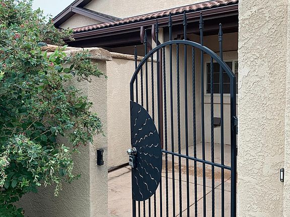 Private locked security gate and courtyard entry