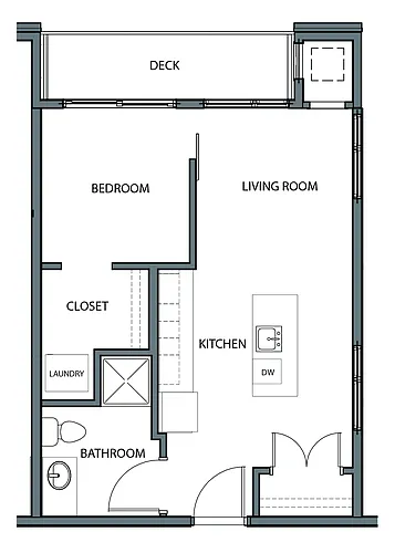 Floor plan 1 Bedroom F - Corner