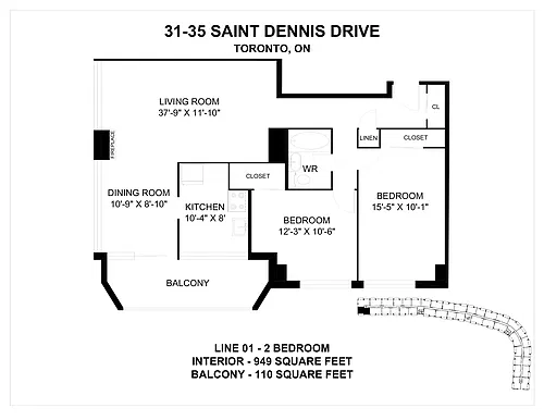 Floor plan 2 Bedroom 2 Bed 1 Bath 2