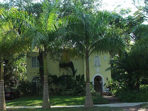 Home from across red brick street