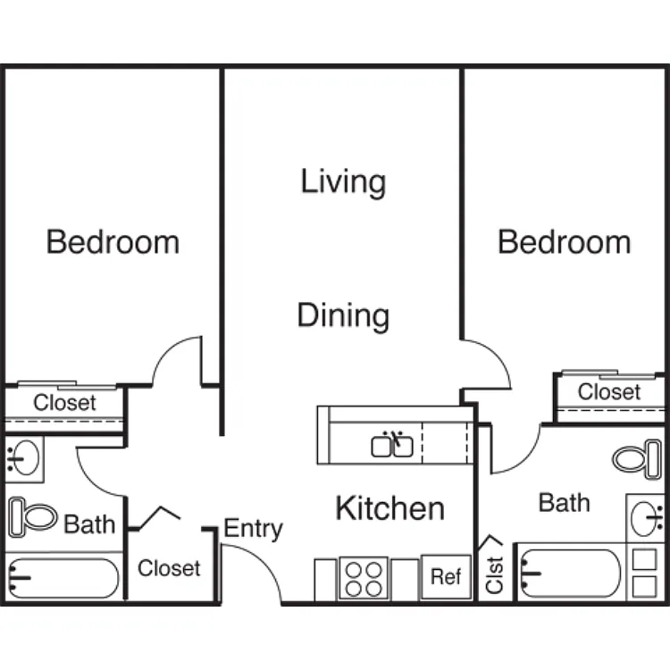 Floor plan 2 Bed 2 Bath