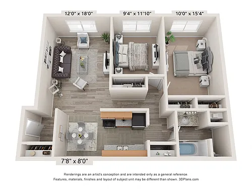 Floor plan The Thompson - 2 Bed 1 Bath
