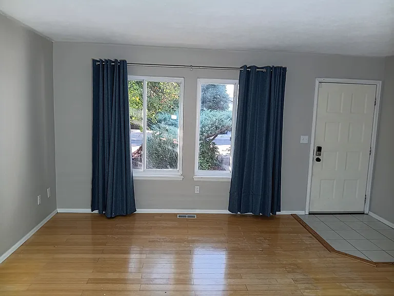 Living room has bamboo flooring!