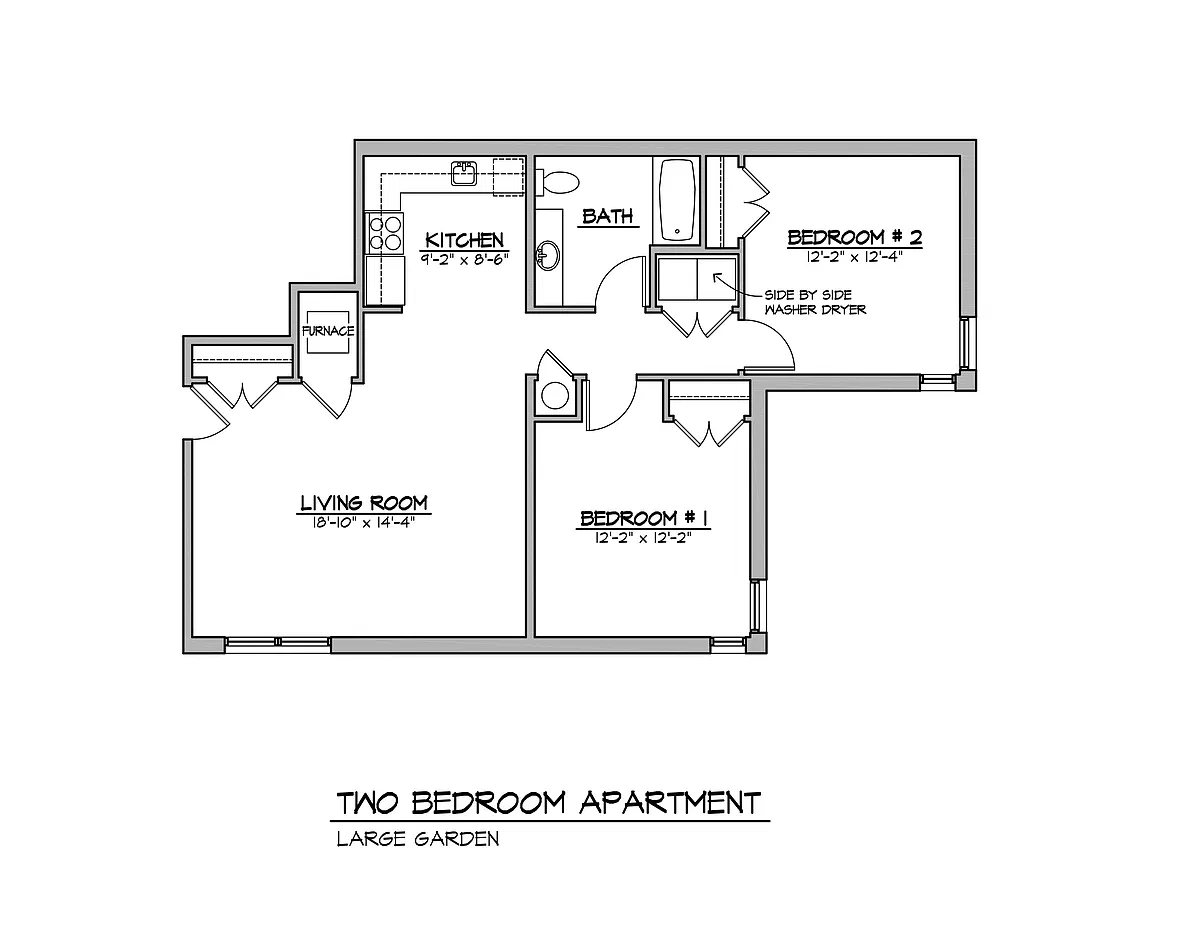Floor plan 2 Bedroom 1st floor Large Garden