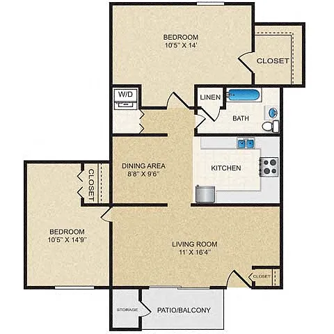 Floor plan 2BR/1BA Sapphire