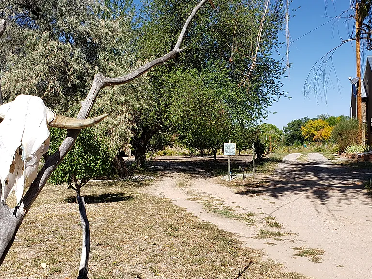 Driveway towards Casa Nambe (on the left).