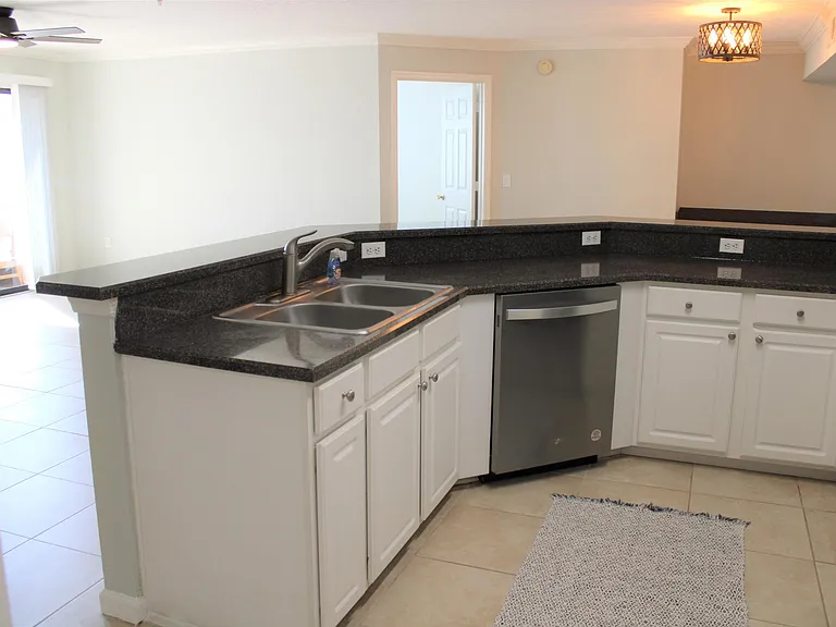 kitchen looking out to living/dining