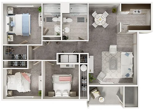 Floor plan 3 Bedroom, 2 Bath