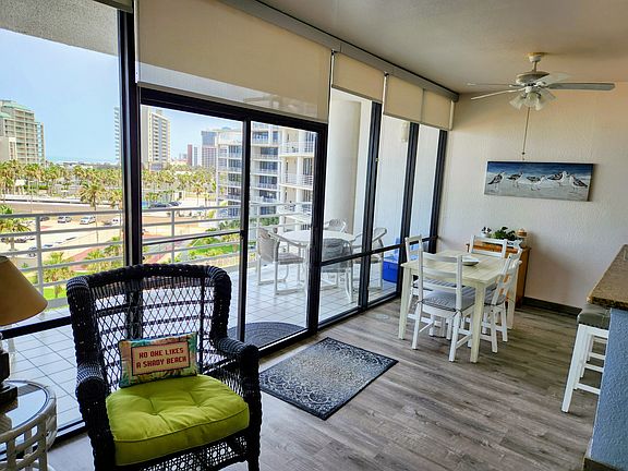 dining area for 6 inside and outside on balcony