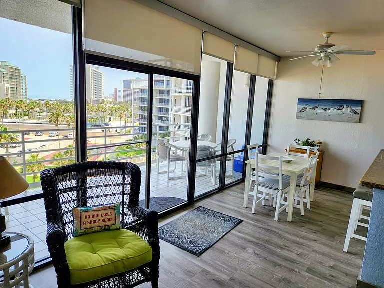 dining area for 6 inside and outside on balcony