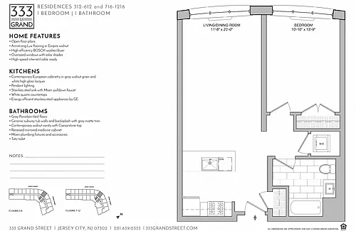 Floor plan 333 GRAND - 1 BEDROOM FLOOR PLAN AP