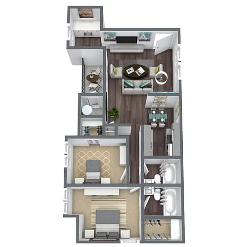 Floor plan B2: 2 Bed 2 Bath