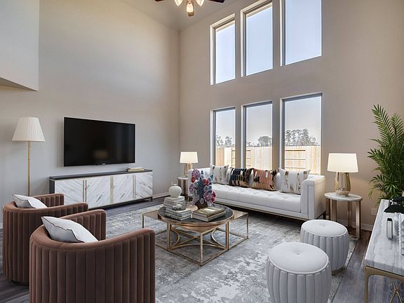 Family room. Note Sample product photo - actual exterior and interior selections may vary by homesi