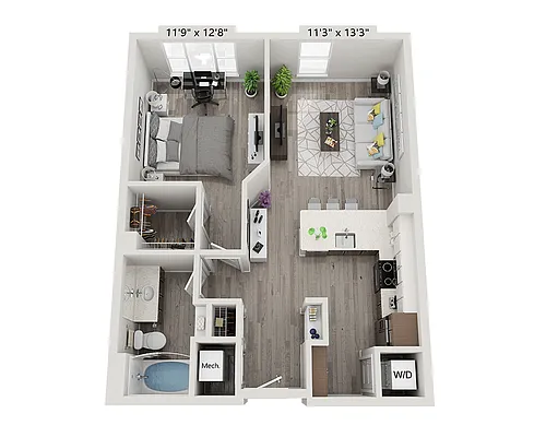 Floor plan One Bedroom A1F