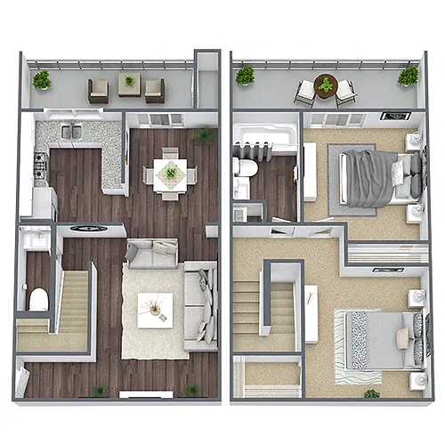 Floor plan B1: 2 Bed 1.5 Bath