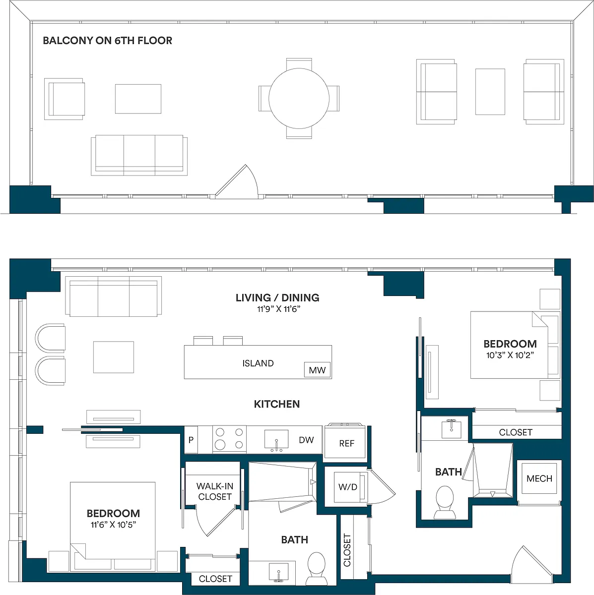 Floor plan 2 Bed/2 Bath-B1 06 11