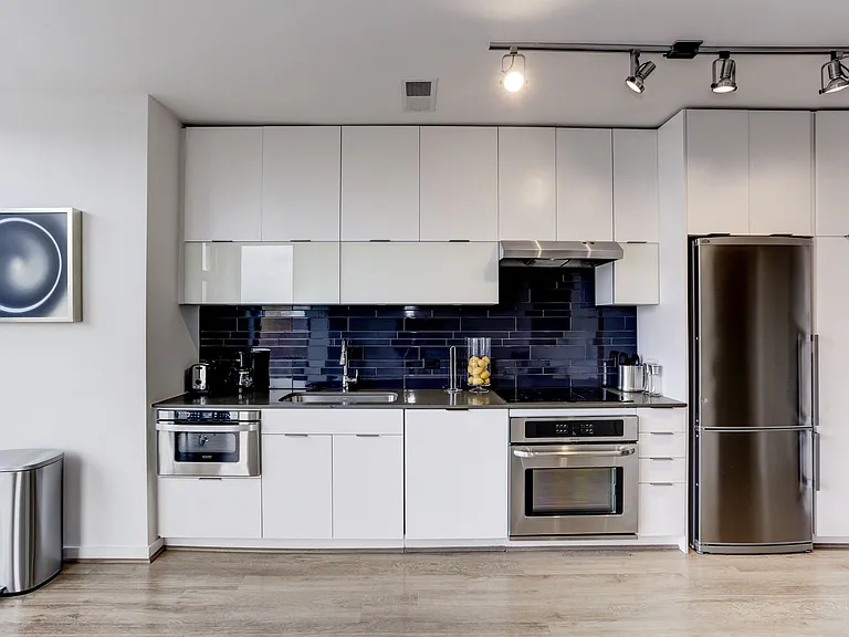 Kitchen with stainless steel appliances
