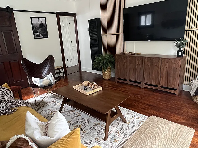 Living room with large TV