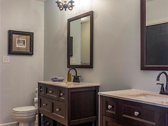 The updated master bath is the perfect retreat to get ready and pamper yourself.