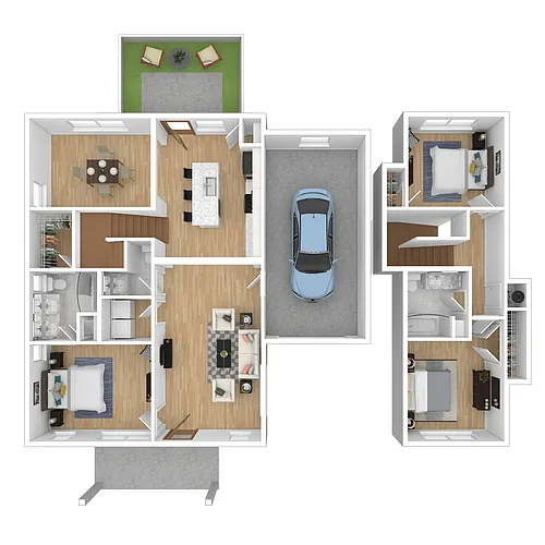 Floor plan 3BR Cottage w/Garage
