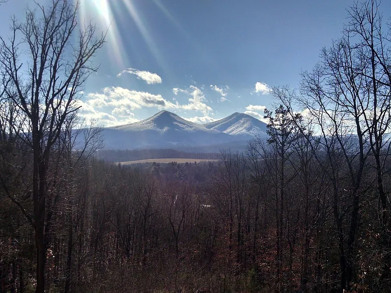 Winter view from deck of Big and Little House Mts