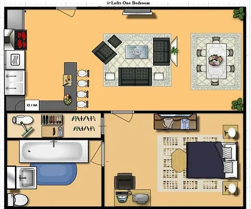 Floor plan 1 bedroom condo