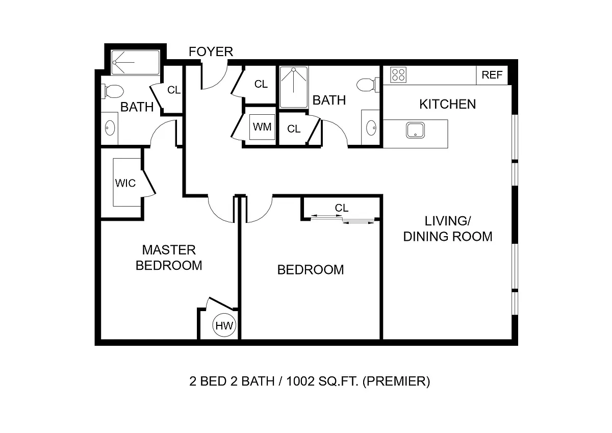 Floor plan Two Bed Premier