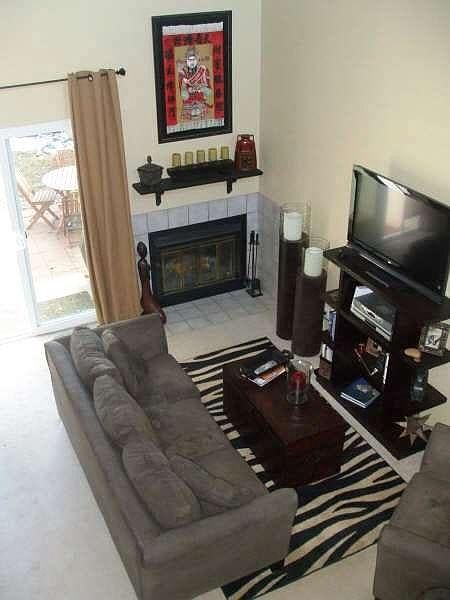 View of living room from loft