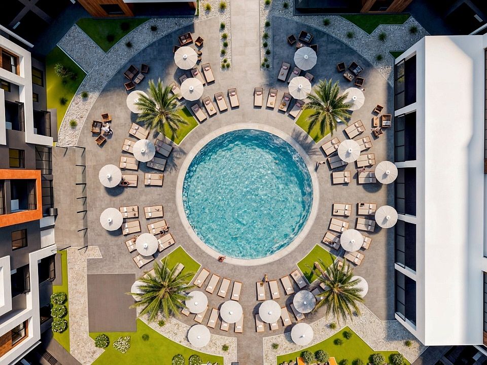 O Pool Aerial at Otonomus Las Vegas