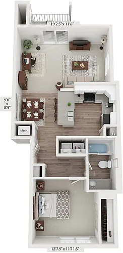 Floor plan Signature One Bedroom End
