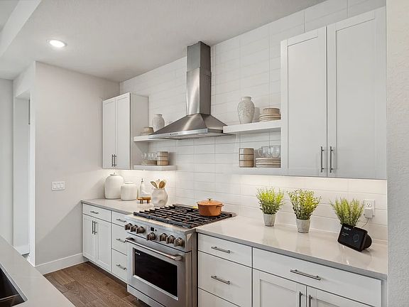 Kitchen with floating shelves