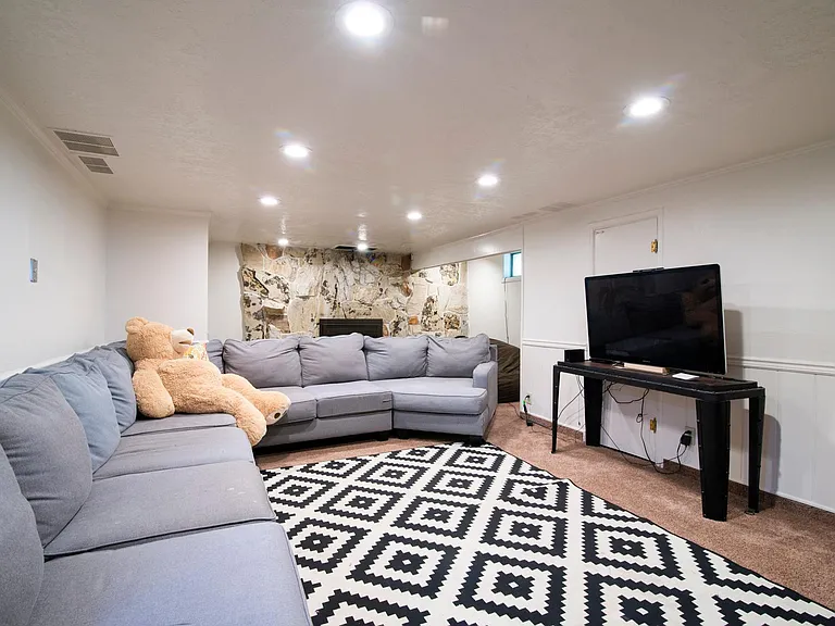 Family Room with Gas Fireplace Downstairs