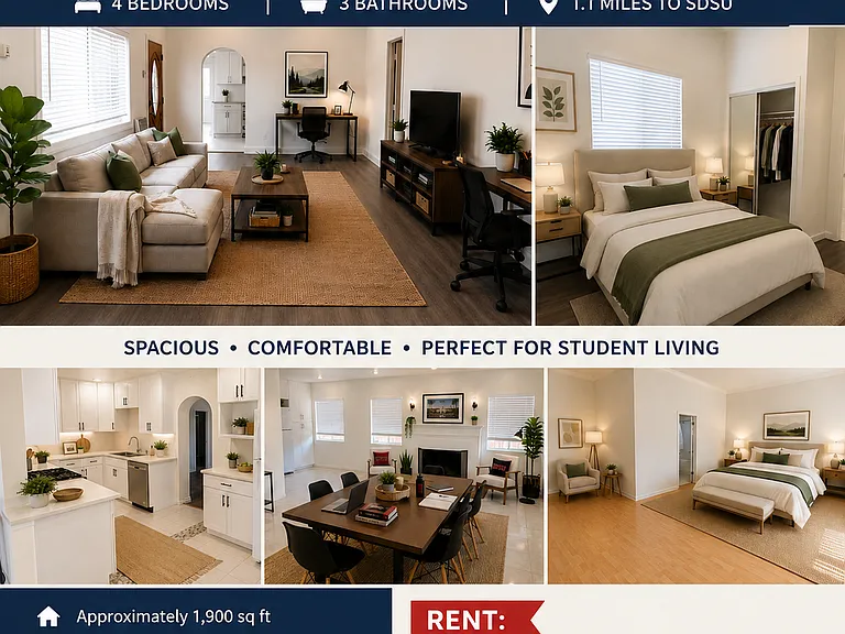 5 Students Can Split this 4-Bedroom Home Near SDSU!