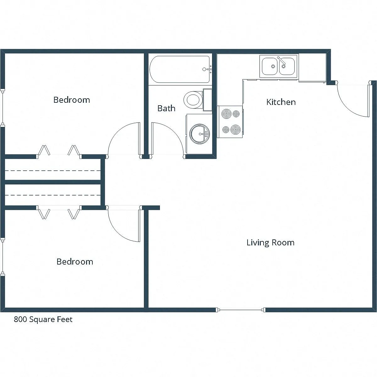 Floor plan Two Bedroom 21A