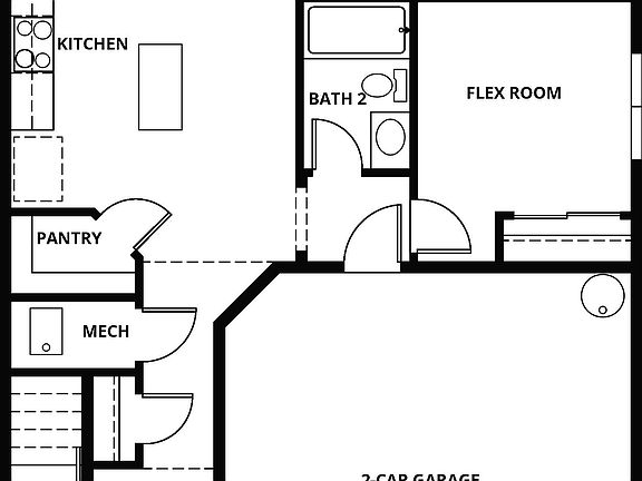 First floor of the Oak floor plan.