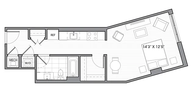 Floor plan Studio (540 SF)