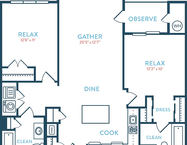 1165-1175 Waypointe B2 Floorplan Diagram
