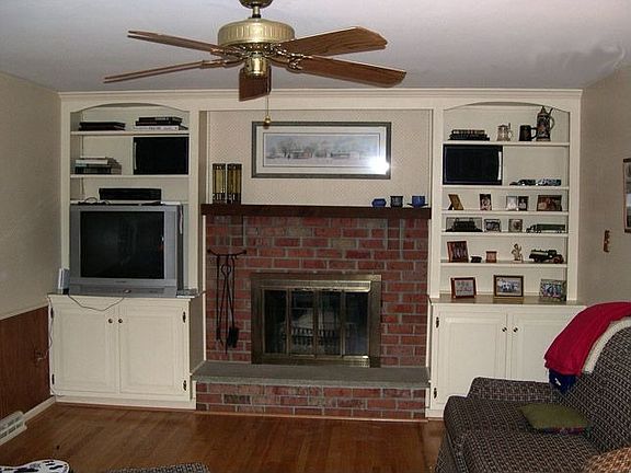 Family Room with Hardwood Floors & Built-ins