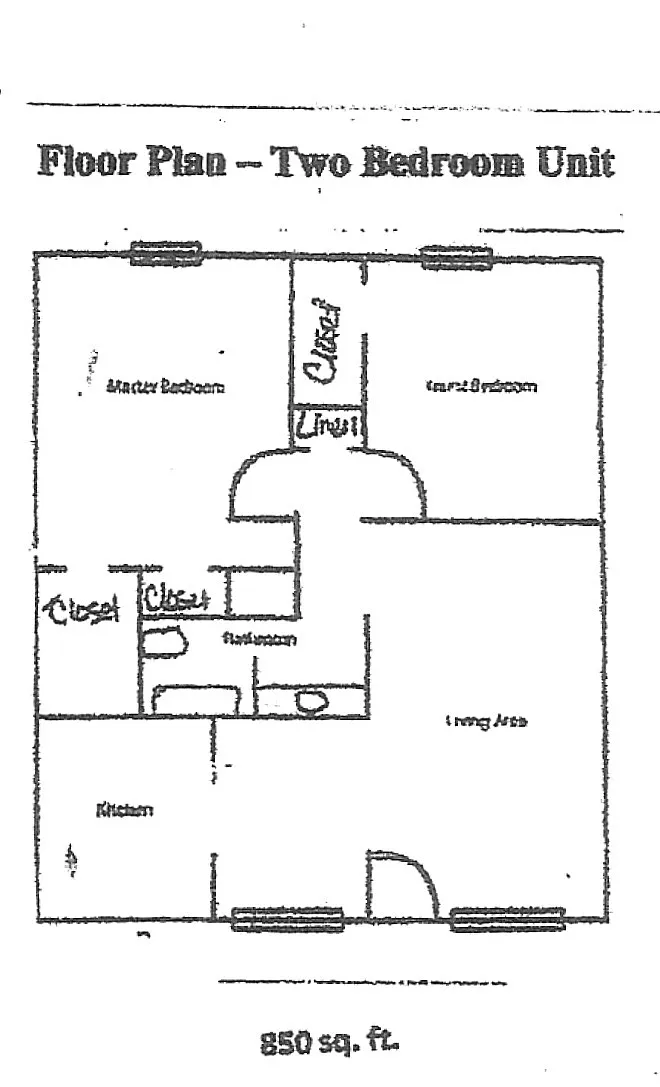 Floor plan 2-bedroom downstairs unit