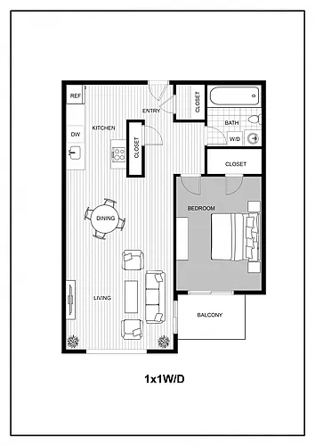 Floor plan 1x1 W/D