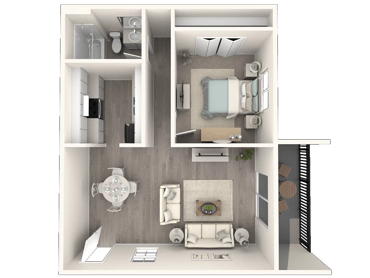 Floor plan Renovated 1 Bed 1 Bath