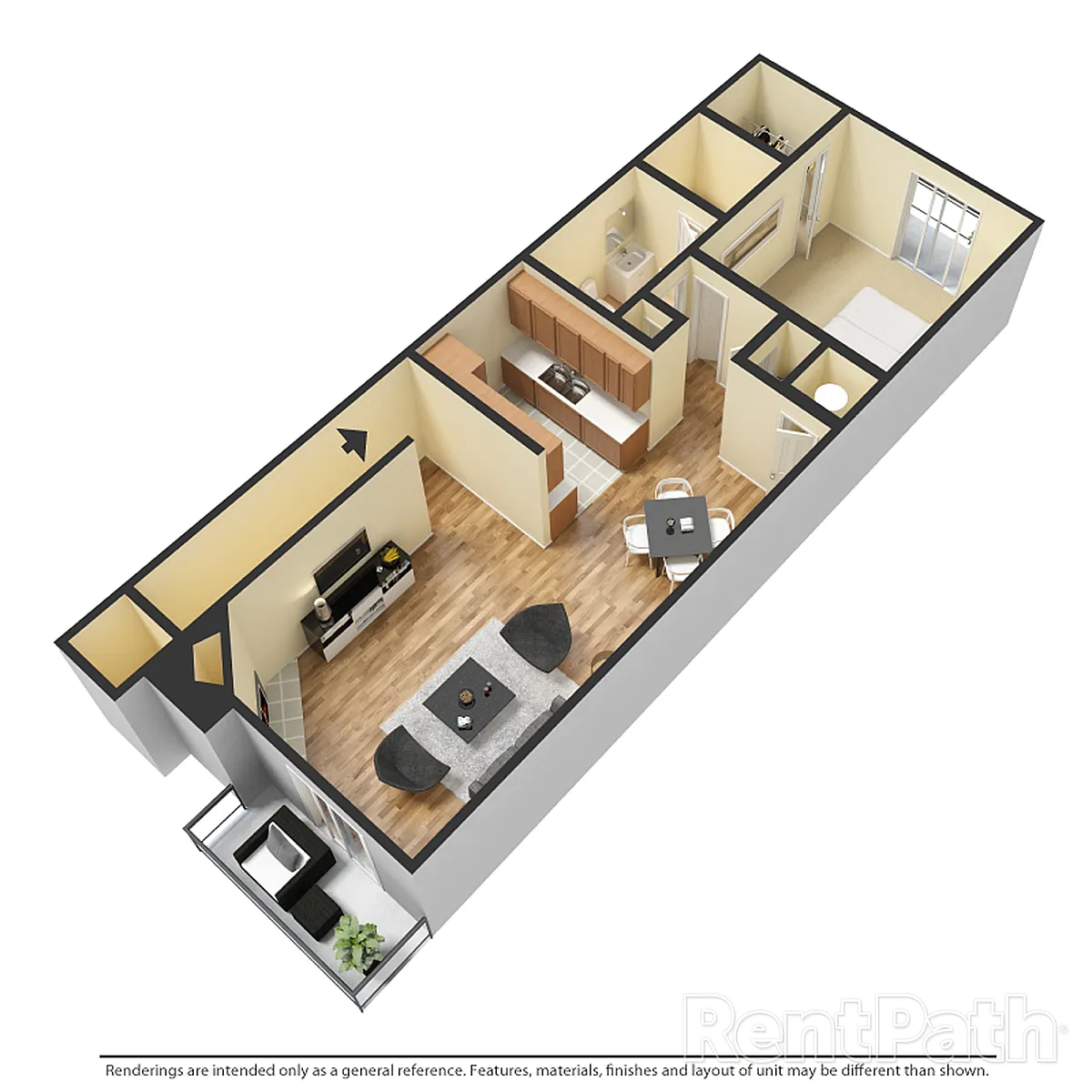 Floor plan 1 Bd Up (pta2)