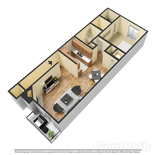 Floor plan 1 Bd Down (pta1)