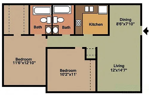 Floor plan 2Bed - 2Bath