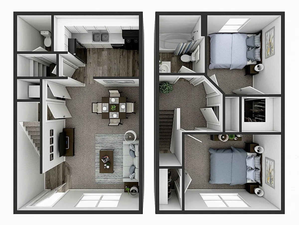 Floor plan 2 BR Townhome - Georgetown Rd