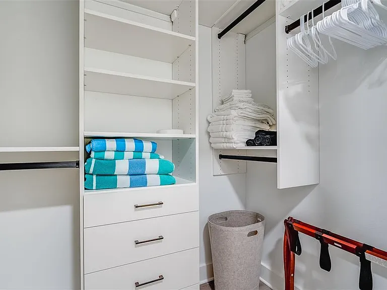 Walk in Closets in each room stocked with Sheets, towels and more