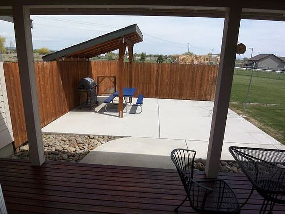 View of BBQ patio with covered area.